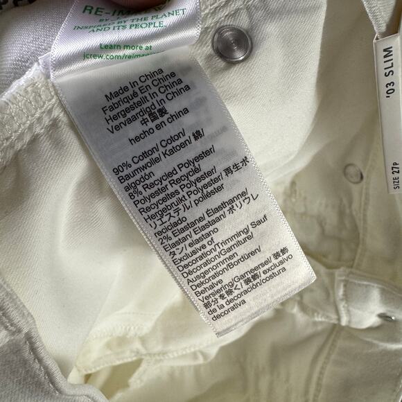 J.Crew 2003 Petite Slim Jean WMNS 27P White Denim Mid-Rise Super Stretch Zip Fly - Picture 6 of 7